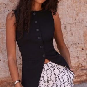 Express Stretch Twill Boat Neck Cutaway Blazer Vest XL NWT